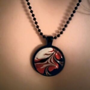 Handmade Bold Abstract Red Black White Necklace